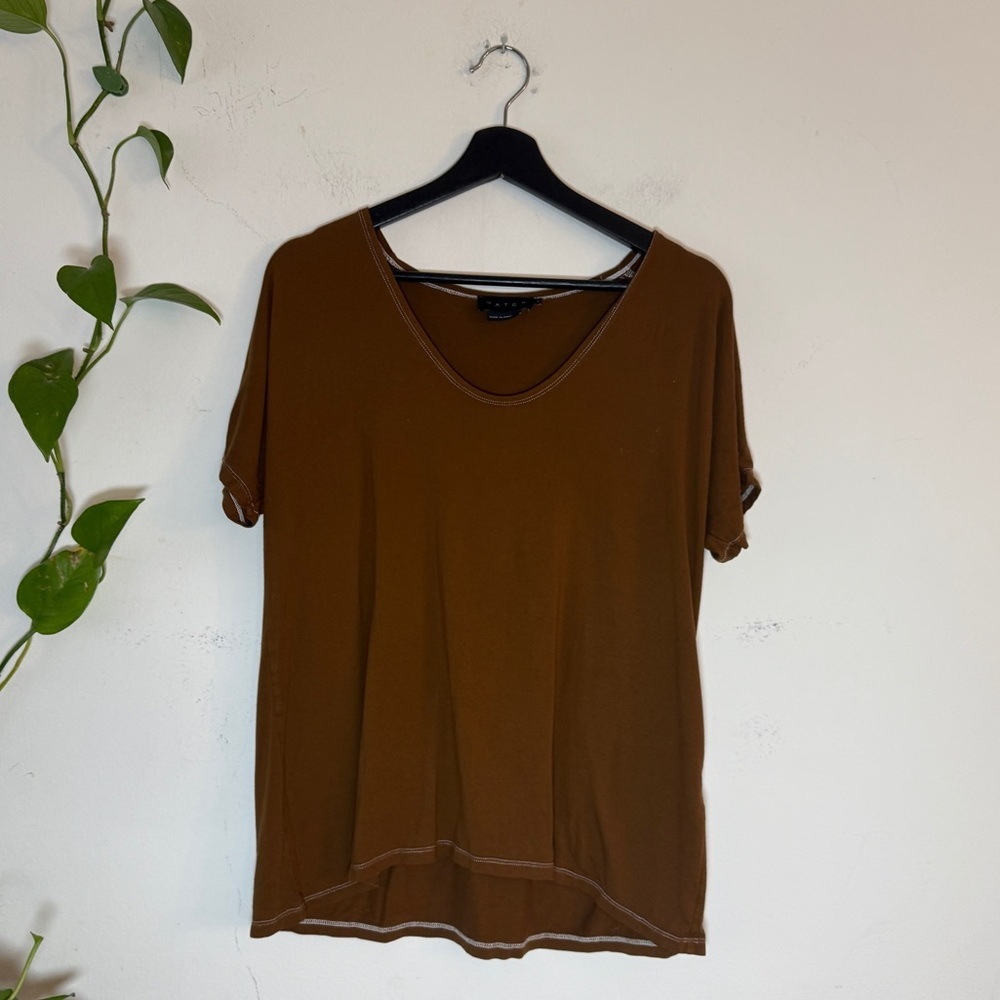 Hatch Perfect V Tee Chocolate Brown Maternity V-Neck {1/S}